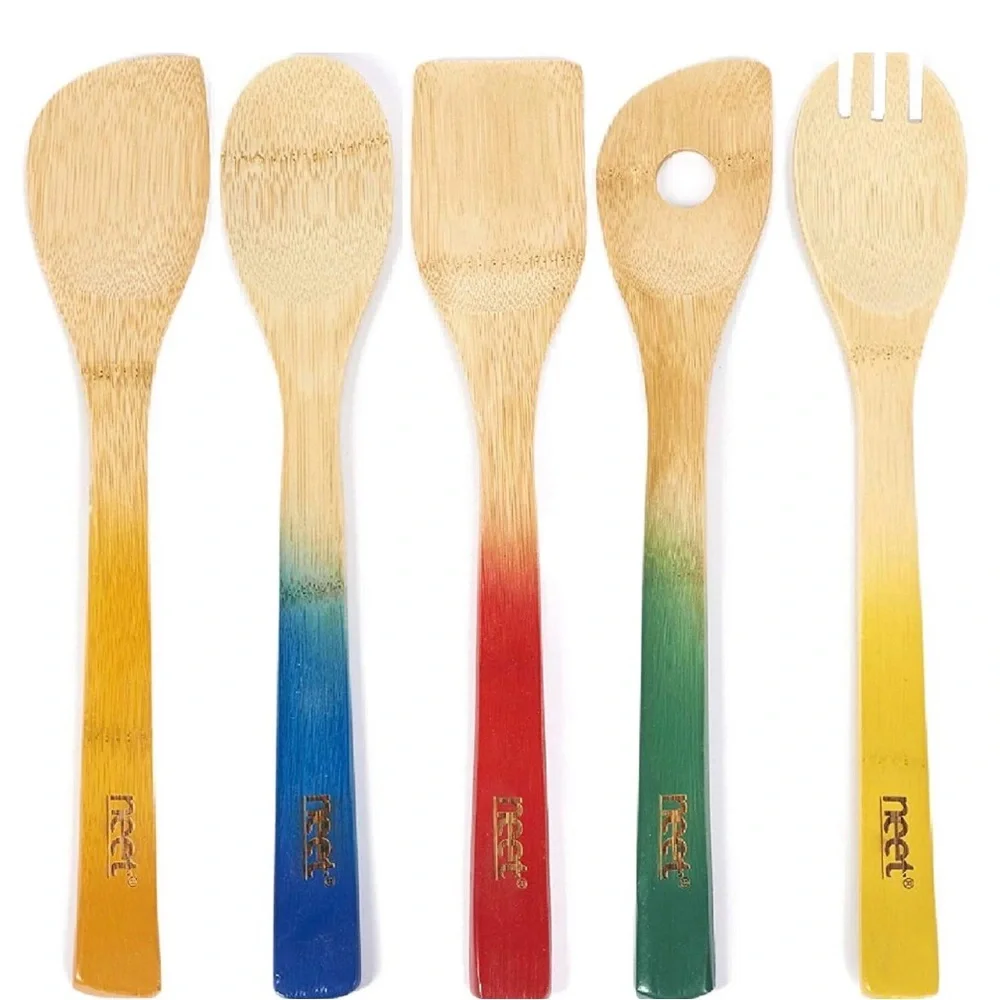 Neet 5 Piece Bamboo Utensils Set FREE SHIPPING NWT 🌈